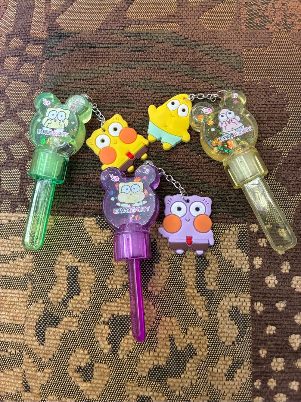 Cute Character Keychain Light Toy - Purple, Green, Yellow